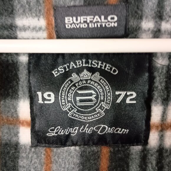 Buffalo David Bitton Sweater Jacket Mens M Beige Full Zip Plaid Lined Cabincore - Picture 10 of 11